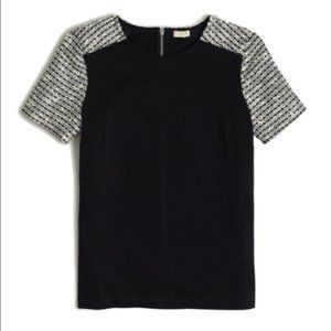 CLEARANCE jcrew tweed-sleeve short sleeve black M